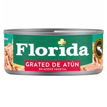 FLORIDA TUNA GRATED CANNED FISH IN VEGETABLE OIL, CAN X 140 GR