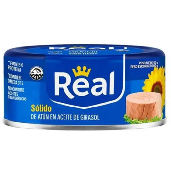 REAL TUNA SOLID CANNED FISH IN SUNFLOWER OIL, CAN X 140 GR