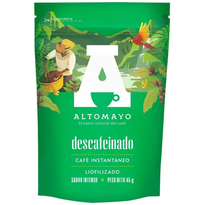 ALTOMAYO INSTANT DECAFFEINATED COFFEE , PERU - BAG x 45 GR