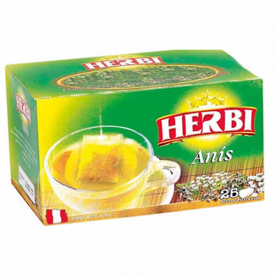 HERBI - PERUVIAN ANISE TEA INFUSIONS , BOX OF 25 TEA BAGS