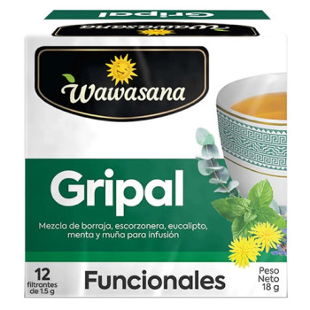 WAWASANA GRIPAL - PERUVIAN HERBAL ORGANIC TEA INFUSION, BOX OF 12 TEA BAGS