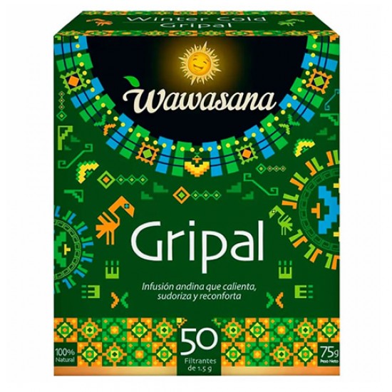 WAWASANA GRIPAL - PERUVIAN HERBAL ORGANIC TEA INFUSION, BOX OF 50 TEA BAGS