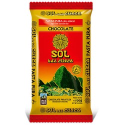 SOL DEL CUSCO - CHOCOLATE NO SUGAR HARD PASTE OF CACAO  ,TABLET X 100 GR