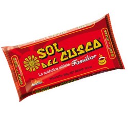 SOL DEL CUSCO - CHOCOLATE TABLET TO CUP ( A LA TAZA ) TIPO CUZCO WITH SUGAR , BOX OF 12 TABLETS