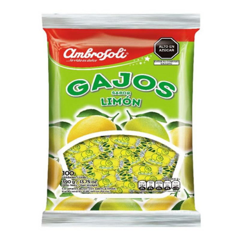 AMBROSOLI "GAJOS" HARD CANDIES LEMON FLAVOR -  BAG x 100 UNITS