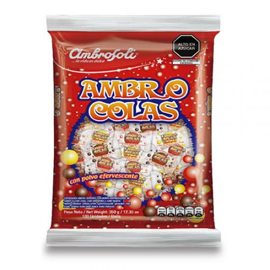 AMBROSOLI - "AMBRO COLAS" HARD KOLA CANDIES , BAG x 100 UNITS