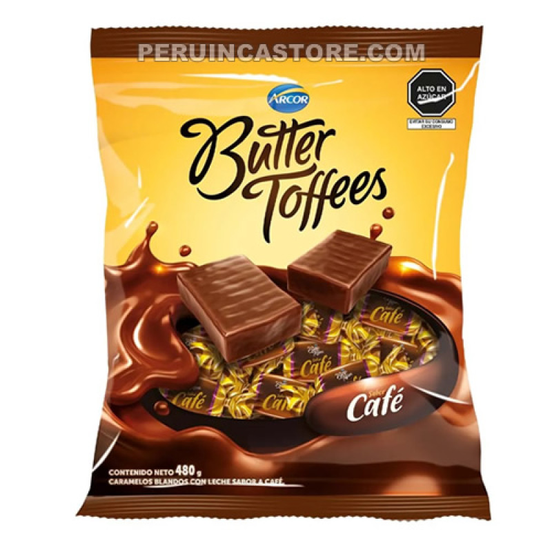 ARCOR "CAFE" BUTTER TOFFEES MILK CANDIES COFFEE FLAVORED, BAG X 390 GR