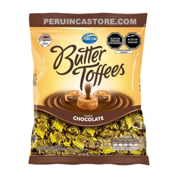 ARCOR  "CHOCOLATE" BUTTER TOFFEES MILK CANDIES, BAG X 390 GR