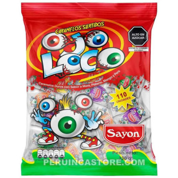 SAYON "OJO LOCO" CANDIES ASSORTED FLAVOR, BAG X 110 UNITS