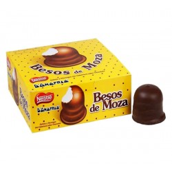BESOS DE MOZA - PERUVIAN CHOCOLATE BONBONS STUFFED OF MERINGUE CREAM , BOX OF 9 UNITS