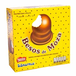 BESOS DE MOZA - PERUVIAN CHOCOLATE BONBONS STUFFED OF MERINGUE CREAM , BOX OF 9 UNITS