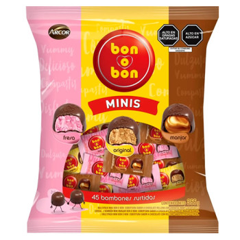 BON O BON MULTIPACK MINIS TRISABOR CHOCOLATE BONBONS, BAG X 45 UNITS