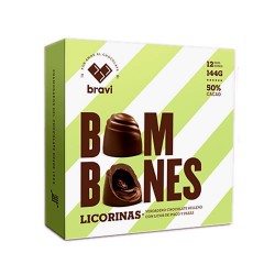 DI PERUGIA LICORINAS - CHOCOLATE BONBONS STUFFED WITH LIQUEUR PISCO AND RAISINS , BOX OF 12 UNITS