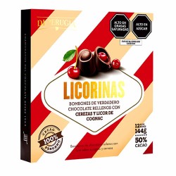 DI PERUGIA LICORINAS - CHOCOLATE BONBON STUFFED  WITH FLAVORED COGNAC LIQUEUR AND CHERRIES, BOX OF 12 UNITS