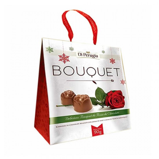 DI PERUGIA BOUQUET - PERUVIAN CHOCOLATE BONBONS FILLED PEANUT BUTTER & TRUFFLES , BOX OF 90GR