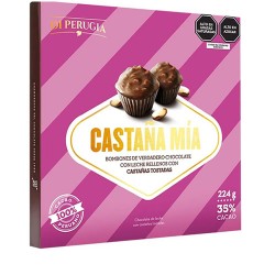 DI PERUGIA CASTAÑA MIA - PERUVIAN MILK CHOCOLATE BONBONS WITH TOASTED CHESTNUTS , BOX OF 192 GR