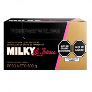 LA IBERICA MILKY - MILK CHOCOLATE FILLED RASPBERRY CREAM , BOX OF 10 BARS 