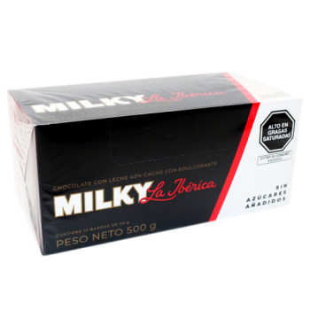 LA IBERICA "MILKY" CHOCOLATE NO SUGAR, BOX OF 10 BARS