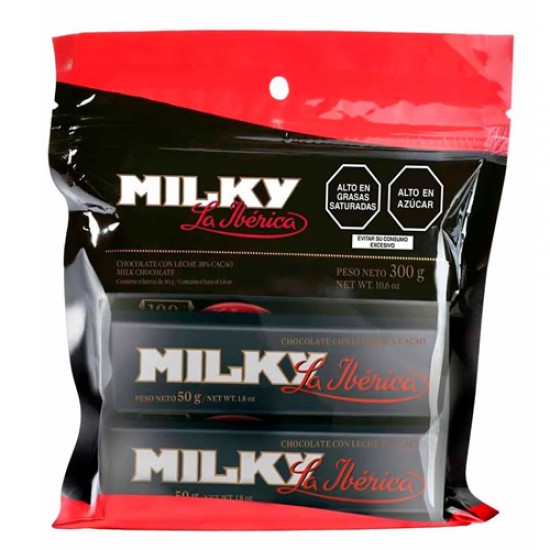 LA IBERICA MILKY - PERUVIAN MILK CHOCOLATE BAR , BAG X 6 BARS 