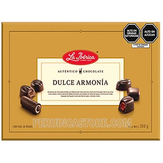 LA IBERICA "DULCE ARMONIA" CHOCOLATE MIXED BONBONS , BOX OF 300 GR