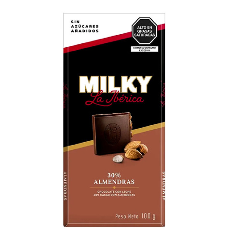 LA IBERICA - MILKY CHOCOLATE WITH ALMONDS ,TABLET X 100 GR