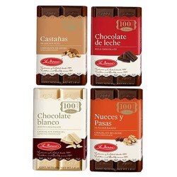 LA IBERICA  - MILK CHOCOLATE TABLET (40 GR) MADE OF RAISINS, NUT, CHESTNUTS - PACK X 4 TABLETS