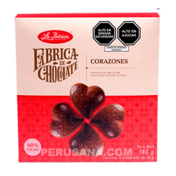 LA IBERICA - PERUVIAN CLOVER HEART CHOCOLATE, BOX OF 140 GR