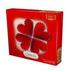 LA IBERICA - PERUVIAN CLOVER HEART CHOCOLATE, BOX OF 100 GR