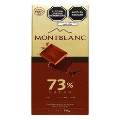 MONTBLANC - PERUVIAN CHOCOLATE BITTER 73% CACAO, BAR TABLET X 80 GR