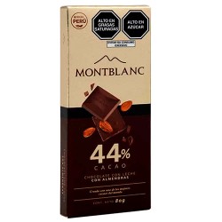 MONTBLANC - PERUVIAN MILK CHOCOLATE STUFFED OF ALMONDS , 44% COCOA- TABLET BAR X 80 GR