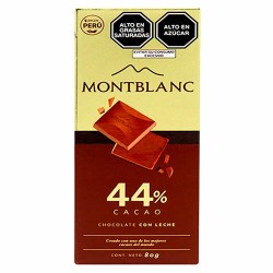 MONTBLANC - PERUVIAN MILK CHOCOLATE 44% CACAO , BAR TABLET X 80 GR