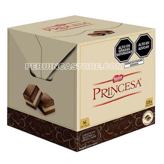 PRINCESA - PERUVIAN CHOCOLATE BONBONS STUFFED OF PEANUT CREAM ,  BAG X 16 UNITS