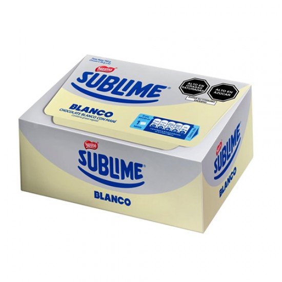 SUBLIME BLANCO - WHITE CHOCOLATE TABLET , BOX OF 20 UNITS