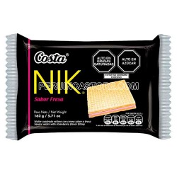 NIK - PERUVIAN STRAWBERRY WAFER OBLEA, BAG X 6 UNITS