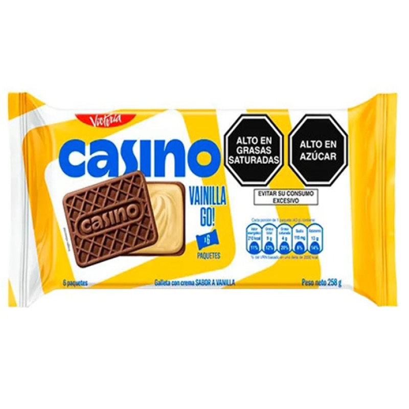 CASINO COOKIES VANILLA FLAVOR CREAM, BAG X 6 PACKETS