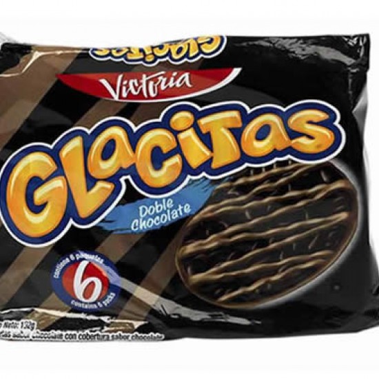 GLACITAS - PERUVIAN COOKIES FILLED WITH  DOUBLE CHOCOLATE CREAM, BAG X 6 PACKETS