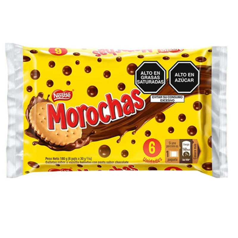 MOROCHAS - PERUVIAN CLASIC COOKIES  FILLED WITH CHOCOLATE CREAM , BAG X 6 PACKETS