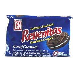 RELLENITAS - PERUVIAN COOKIES FILLED WITH COCONUT CREAM , BAG X 8 PACKETS