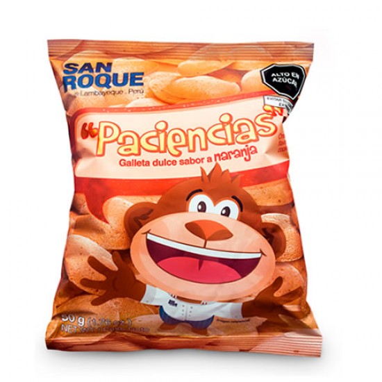 SAN ROQUE  -  "PACIENCIA" PERUVIAN CRUNCHY BISCUITS FLAVORED ORANGE , BAG X 50 GR