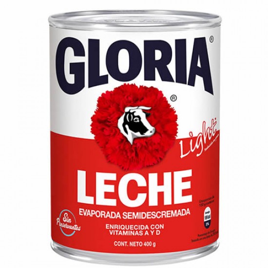 GLORIA - PERUVIAN EVAPORATED CANNED SEMI-SKIMMED MILK X 410 ML