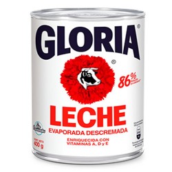 GLORIA - PERUVIAN EVAPORATED CANNED SKIMMED MILK WITH A,D AND E VITAMINS X 410 ML