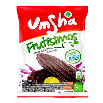 NEGRITA  "UMSHA" FRUTISIMOS -  INSTANT CHICHA MORADA DRINK SWEETENED WITH STEVIA - BOX OF 12 SACHETS