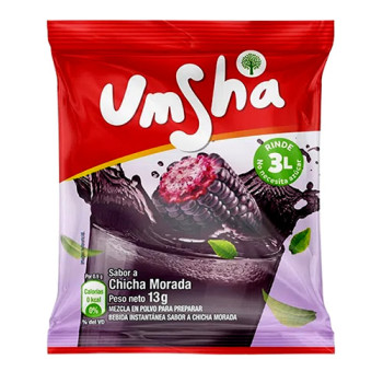 NEGRITA "UMSHA" - PERUVIAN CHICHA MORADA INSTANT DRINK X 13 GR , BOX X 12 SACHETS