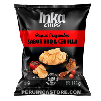 INKA CHIPS "BBQ & ONION" SNACK CRISPY POTATOES , BAG X 135 GR