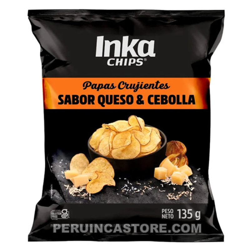 INKA CHIPS "CHEESE & ONION" SNACK PIQUEO CRISPY POTATOES, BAG X 135 GR
