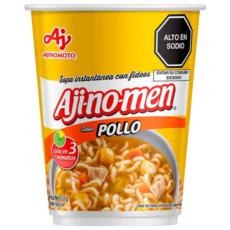 AJINOMEN CHICKEN  INSTANT DEHYDRATED NOODLE SOUP, GLASS X 51 GR