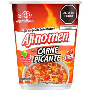 AJINOMEN SPICY MEAT INSTANT NOODLE SOUP, GLASS X 51 GR.