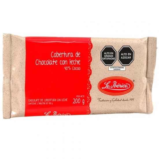 LA IBERICA MILK CHOCOLATE COUVERTURE , TABLET X 200 GR