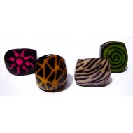 WHOLESALE TAGUA BEADS RINGS  TYPE ANIMAL PRINT RESINED 