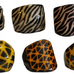 WHOLESALE TAGUA BEADS RINGS TYPE ANIMAL PRINT RESINED 